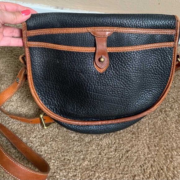 Dooney & Bourke vintage Cavalry bag black brown leather project purse flawed - Picture 2 of 8